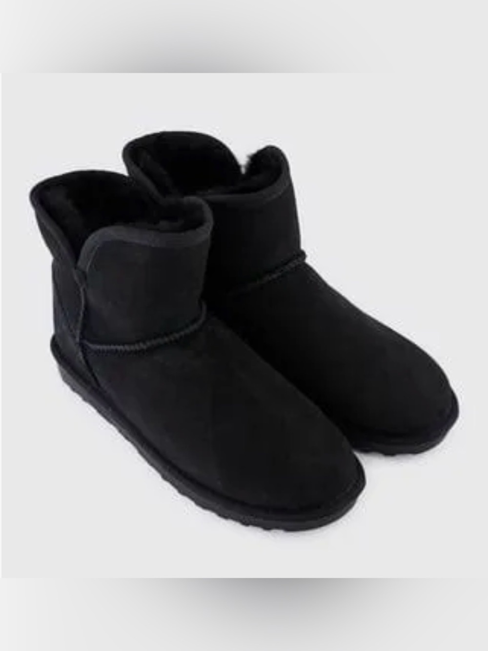 0193: Kirkland Signature Black Shearling Scalloped Edge Suede Slipper Boots